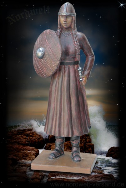 Wikinger Odins Schildmaid Kriegerin mit Schwert und Schild Polyresin Figur Statue Skulptur