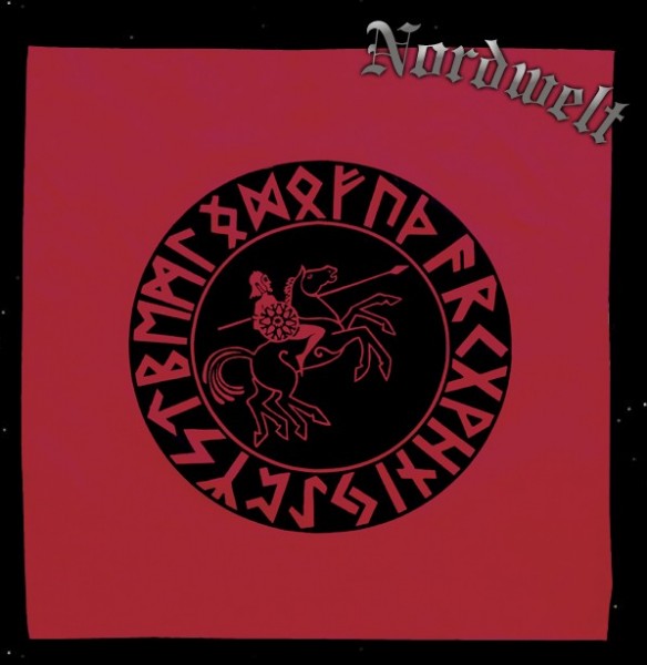 rote Runen Tischdecke mit 24er Futhark Odin auf Sleipnir Wotan 
