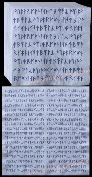 Runen Servietten mit Wikinger Futhark 16er Runenreihe