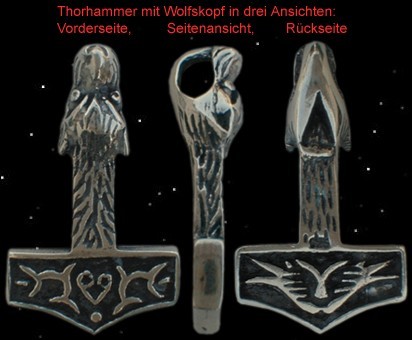 Thorhammer Wolfskopf Wikinger Thors-Hammer 925er Sterling Silber