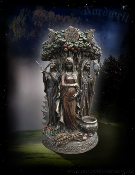 Figur Statue Schicksalsgöttinen die drei Nornen, Urd, Verdandi und Skuld 