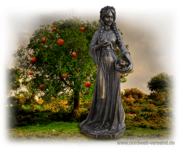 Idunn Göttin der Jugend Figur Idun Iduna Göttin Bronzefigur Frühlingsgöttin Fruchtbarkeitsgöttin