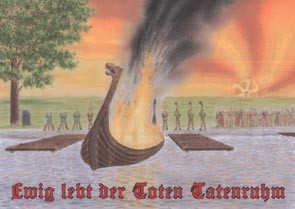 germanische Bestattung Postkarte ewig lebt der Toten Tatenruhm Edda heidnisch