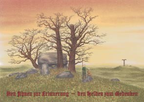 Germanische Bestattung Ahnengedenken Postkarte Großsteingrab Sonnenuntergang