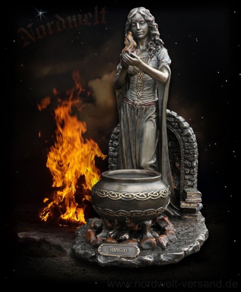Brigid Keltische Göttin des Feuers Statue Figur bronziert