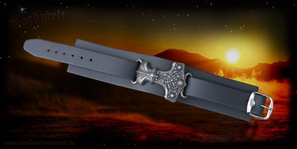 Leder Armband mit Thorhammer aus Zinn Thors Hammer Mjölnir