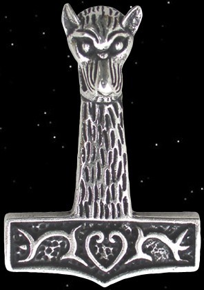 Wolfskopf Thorhammer-925er Silber Thors Hammer