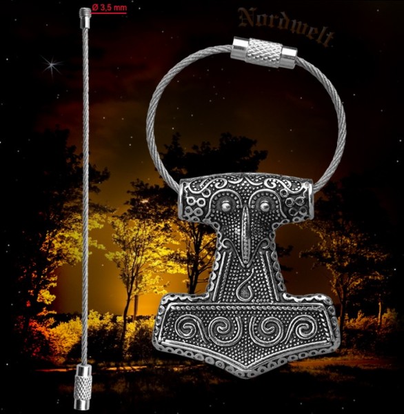 Thorhammer Schlüsselanhänger aus Edelstahl Thors- Hammer Mjönir Schlüsselring