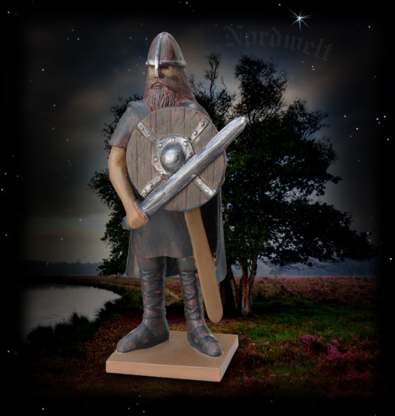 Wikinger mit Schwert und Schild Figur Statue Skulptur aus Polyresin Krieger Nordmann