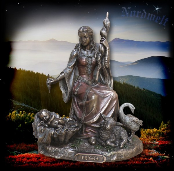 Göttermutter Firgga Schutzherrin Statue Odins Frau Bronzefigur Figur bronziert 