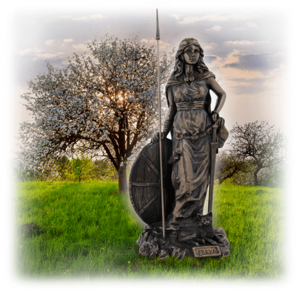 Freya Göttin der Liebe der Fruchtbarkeit und Frühling bronziert Figur Statue