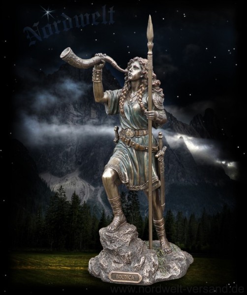 Boudica keltische Königin, Statue / Figur, bronziert brutale Kriegerin Skulptur
