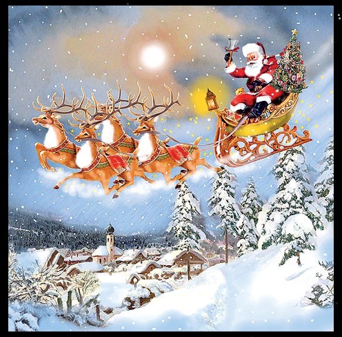 Weihnachtsmann Julmann Julemand Julemanden oder Yule Man mit Schlittengespann