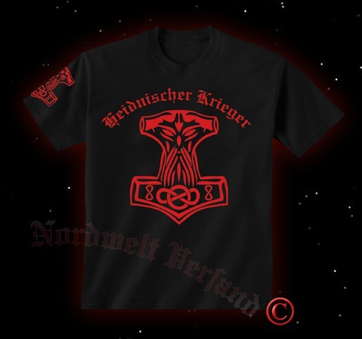T-Hemd mit Thorhammer und Heidnischer Krieger T-Shirt Mjönir