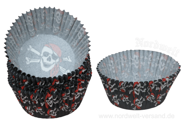 Piraten Backförmchen für Muffin - Muffinform Papier Backform Piratenkopf
