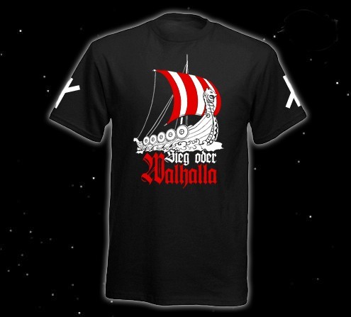 Runen T-Shirt "Sieg doer Walhalla" Walhalla, Valhalla T-Hemd schwarz 