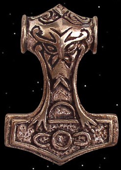Thorhammer mit Thorskopf Anhänger Thors Hammer Mjölnir Bronze Schmuck