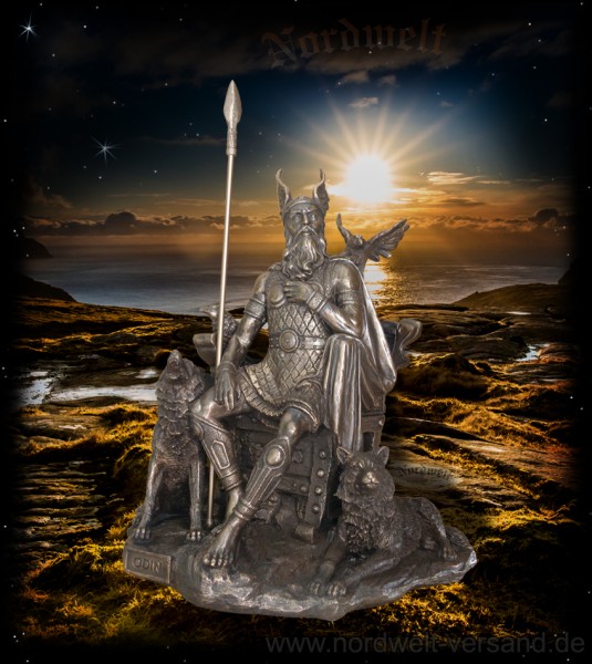 Odin Bronzierte Göttervater Figur Statue Wodan Wotan Götterfigur
