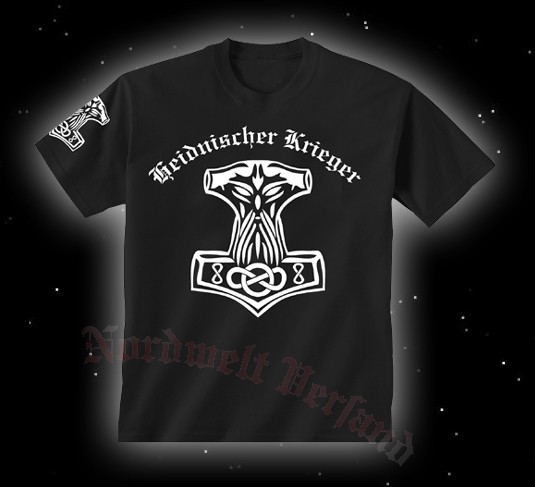 T-Hemd mit Thorhammer Heidnischer Krieger schwarz Thors Hammer Mjölnir