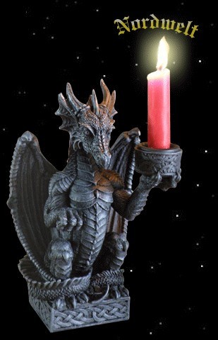 Drache Polyresin Kerzenhalter Dragon Drachen