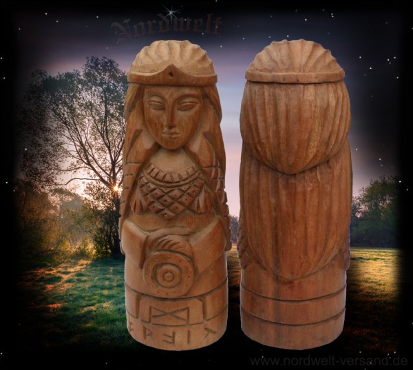 Frigga Odins Frau Götterfigur aus Holz geschnitzt Handarbeit Frigg Frau Holle
