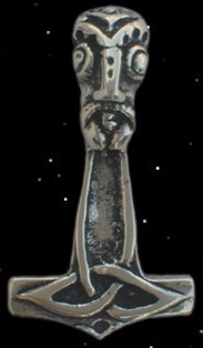 Thors- Hammer mit Thorskopf, Thorhammer aus 925er Silber