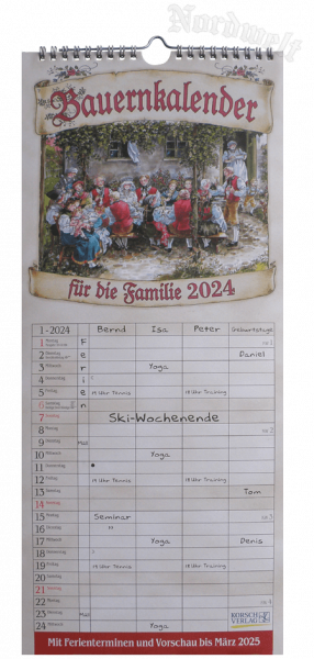 Bauernkalender für die Sippe, Familienkalender